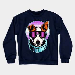 Jack Russell Terrier 80s Retro Space Dog Lover Crewneck Sweatshirt